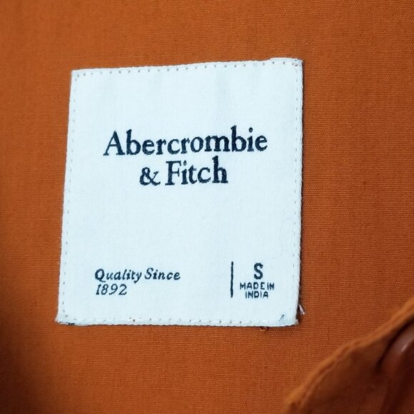 Abercrombie & Fitch Burnt Orange Poplin Puff Sleeve Button Down Tiered Dress S - Picture 8 of 16